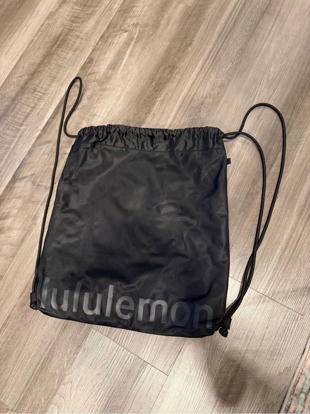 Lululemon Black Drawstring Cinch Backpack Gym Bag Logo